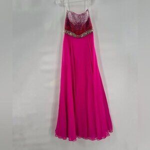 NEW Sherri Hill pink fushia maxi strapless dress size 4